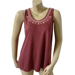 Garnet Hill Embroidered Tank Top in Burgundy